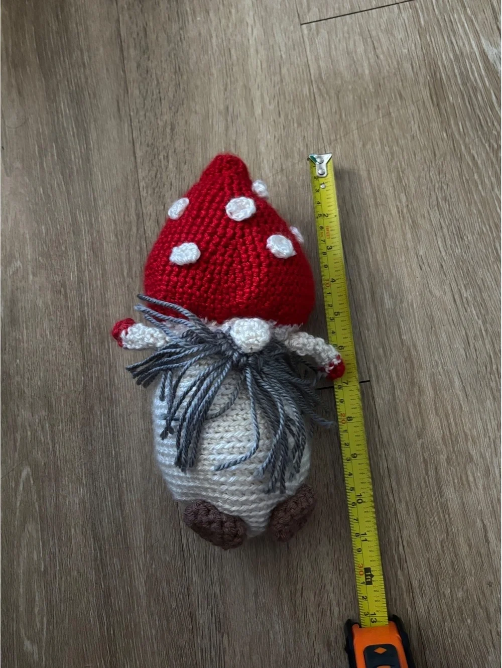 Handmade Crochet Mushroom Gnome Plush Red Toadstool Hat 11” d46